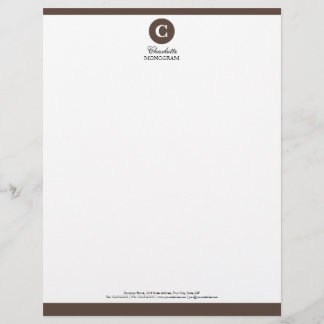 Papel Timbrado Cabeçalho castanho chocolate & branco simples do