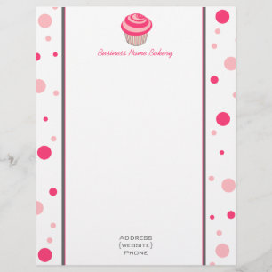 Papel Timbrado Cabeçalho cor-de-rosa das bolinhas do cupcake