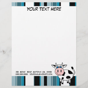 Papel Timbrado Cabeçalho customizável da vaca feliz
