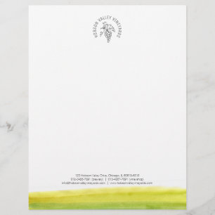 Papel Timbrado Cabeçalho da aguarela da adega do vinhedo das uva