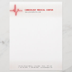 Papel Timbrado Cabeçalho da cardiologia do sinal do coração do