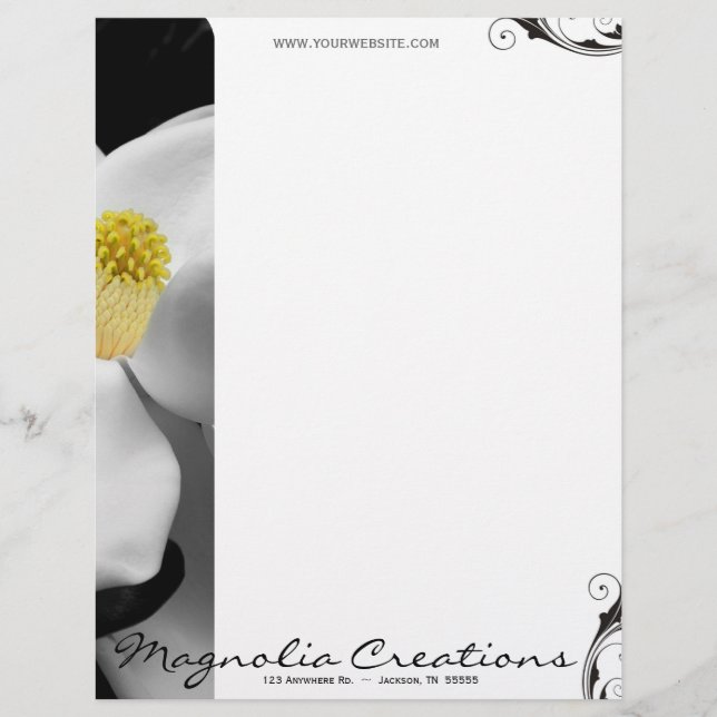 Papel Timbrado Cabeçalho da flor da magnólia (Frente)