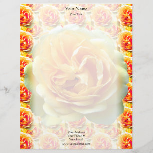 Papel Timbrado Cabeçalho da flor do rosa amarelo