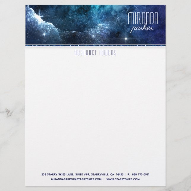 Papel Timbrado Cabeçalho da galáxia da estrela de Starfield do (Frente)