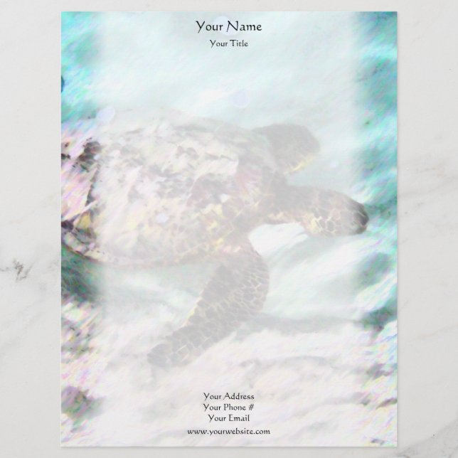 Papel Timbrado Cabeçalho da tartaruga da natação (Frente)