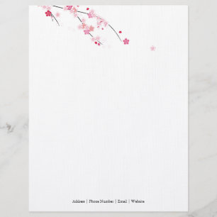 Papel Timbrado Cabeçalho das flores de cerejeira de Sakura