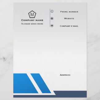 Papel Timbrado Cabeçalho de Carta Comercial Geométrico Azul Moder