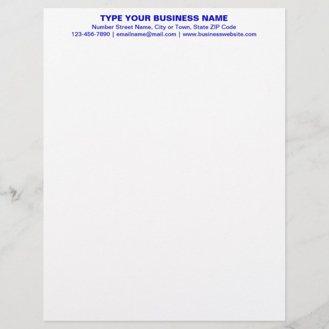 Papel Timbrado Cabeçalho de Texto Simples Azul Alinhado Centro (Frente)