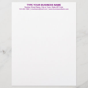 Papel Timbrado Cabeçalho de Texto Simples Roxo Alinhado Centro