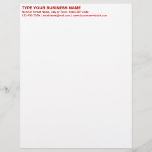 Papel Timbrado Cabeçalho de Texto Simples Vermelho Alinhado à Esq