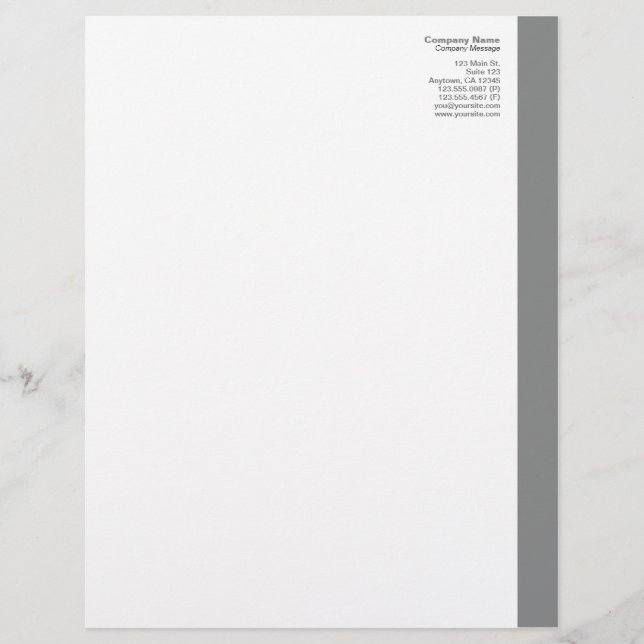 Papel Timbrado Cabeçalho direito cinzento do Sidebar (Frente)