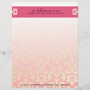Papel Timbrado cabeçalho do rosa do damasco 311-Belladonna