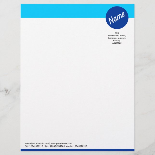 Papel Timbrado Cabeçalho e Círculo - Sombras de Azul (Frente)