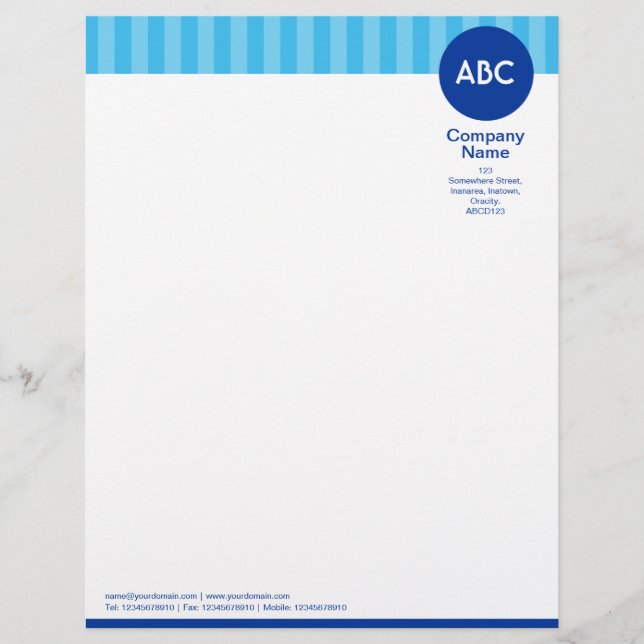 Papel Timbrado Cabeçalho e Círculo V2 - Fitas - Sombras de Azul (Frente)