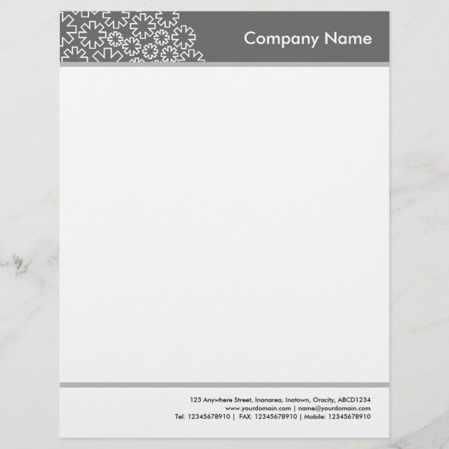 Papel Timbrado Cabeçalho e Rodapé - Asterisco - Cinza (Frente)