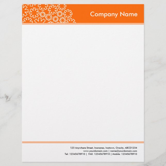 Papel Timbrado Cabeçalho e Rodapé - Asterisco - Laranja (Frente)
