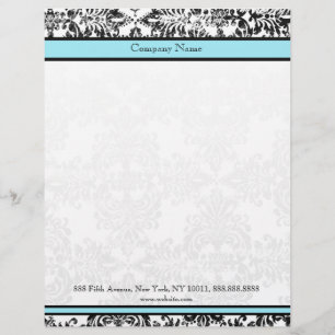 Papel Timbrado Cabeçalho elegante azul e preto do damasco