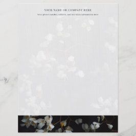 Papel Timbrado Cabeçalho Floral Elegante Preto e Branco