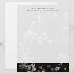 Papel Timbrado Cabeçalho Floral Elegante Preto e Branco