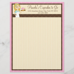 Papel Timbrado Cabeçalho louro 1 do cupcake D12 do padeiro