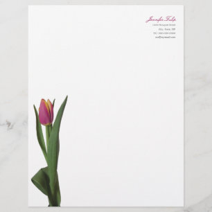 Papel Timbrado Cabeçalho pessoal da tulipa cor-de-rosa moderna