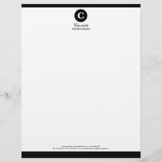 Papel Timbrado Cabeçalho preto e branco simples do monograma