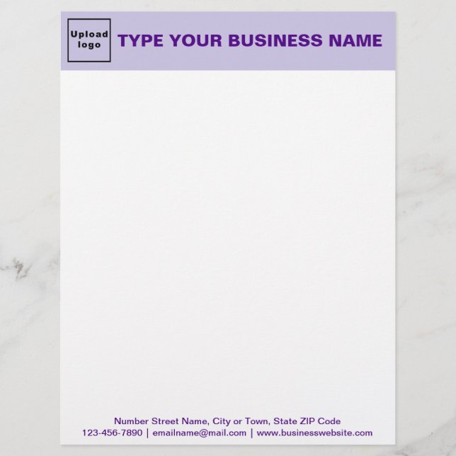 Papel Timbrado Cabeçalho Roxo e Textos no Rodapé da Empresa (Frente)