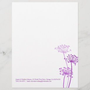 Papel Timbrado Cabeçalho roxo gráfico da salsa de vacas da flor