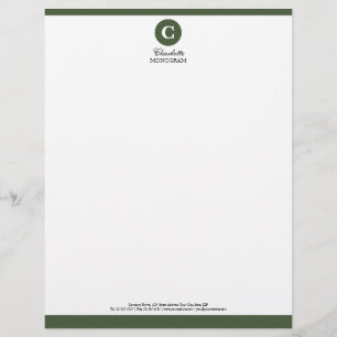 Papel Timbrado Cabeçalho simples do monograma do verde prudente e