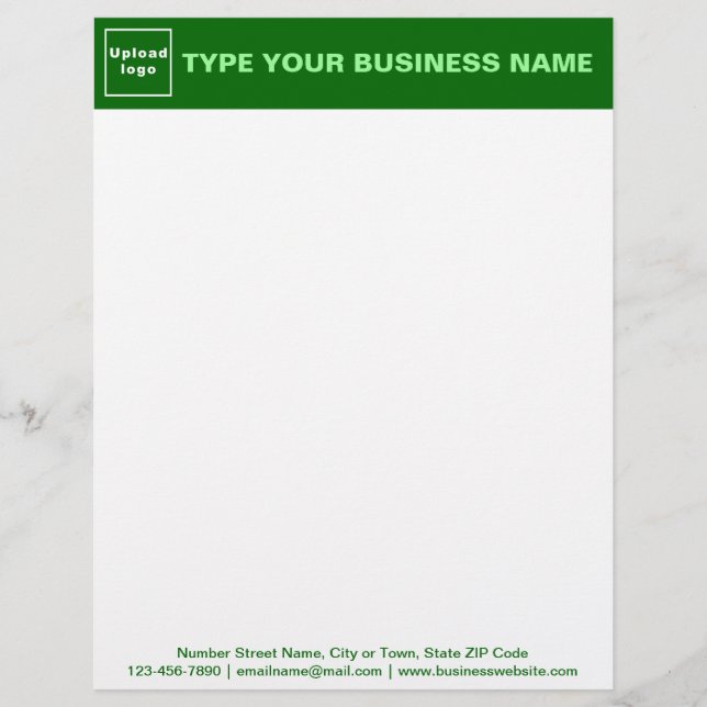 Papel Timbrado Cabeçalho Verde e Textos no Rodapé da Empresa (Frente)