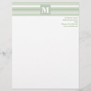 Papel Timbrado Cabeçalho verde pálido das listras do monograma