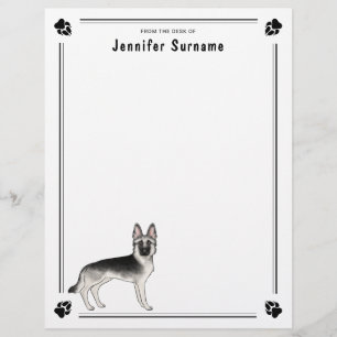 Papel Timbrado Cachorro De German shepherd De Silver E Texto Pers