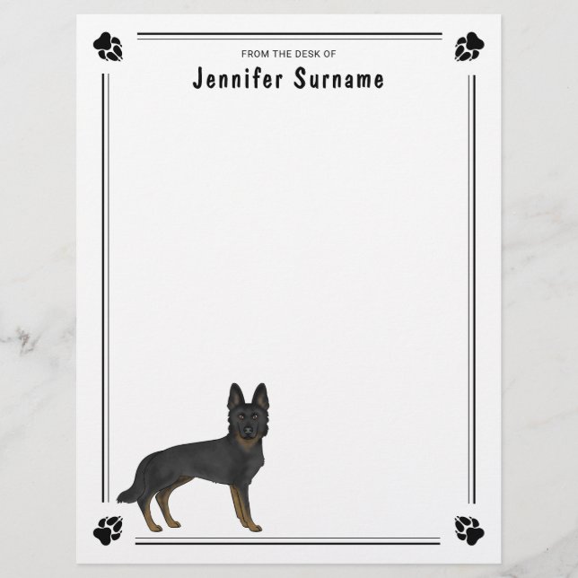 Papel Timbrado Cachorro E Texto Personalizado De German shepherd  (Frente)