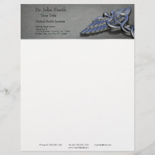 Papel Timbrado Caduceus médico profissional do cromo - cabeçalh