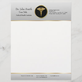 Papel Timbrado Caduceus médico profissional Dourado - cabeçalho