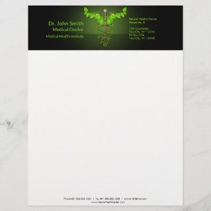 Papel Timbrado Caduco Médico Holístico Alternativo Folha Verde