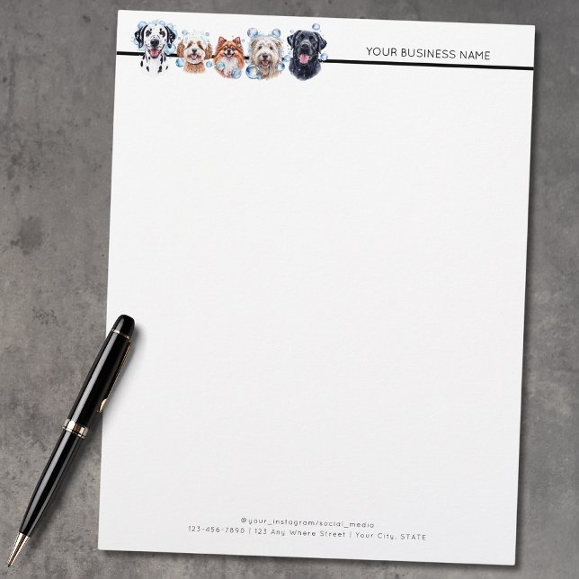 Papel Timbrado Cães adoráveis com bolhas, aquarela (Criador carregado)