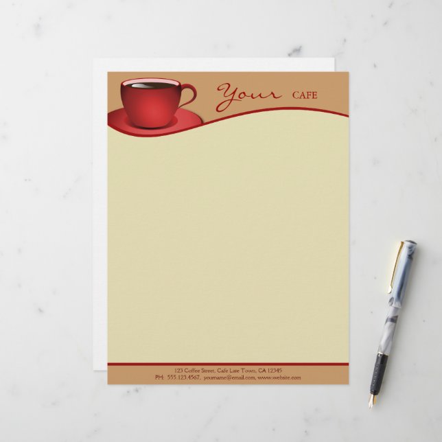 Papel Timbrado Café Red Cup Café Compro Comercial Letterhead (Frente/Verso In Situ)