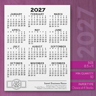 Papel Timbrado Calendário 2027 - Logotipo Básico de Escritório Co