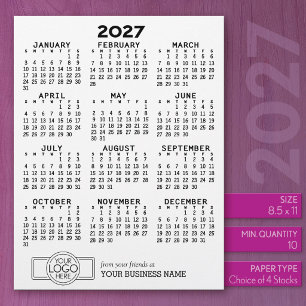 Papel Timbrado Calendário 2027 Preto Branco Negócios - Feriado