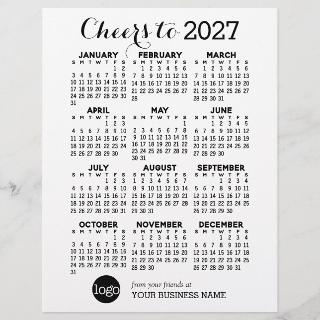 Papel Timbrado Calendário Preto Branco Negócios - Feriado (Frente)