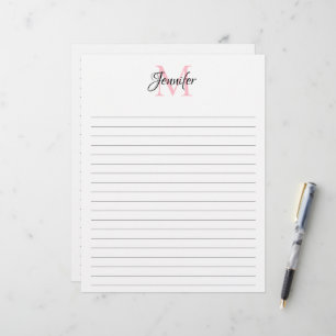 Papel Timbrado Caligrafia Chic Monograma Mínimo com Linhas