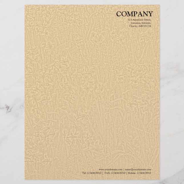 Papel Timbrado Cama de Daffodils Textura - Laranja Pálido (Frente)