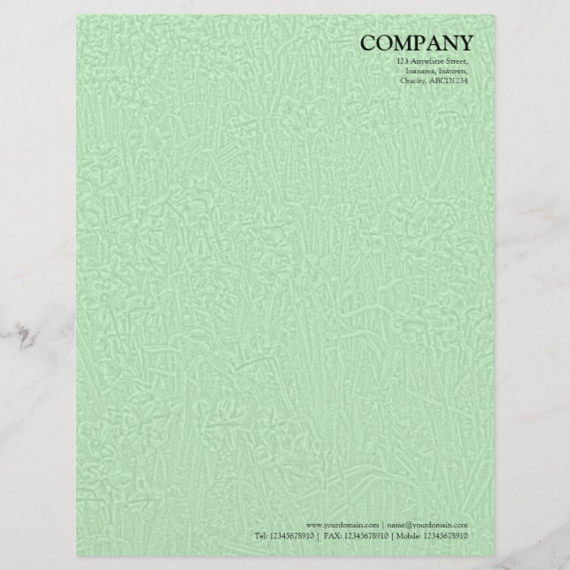 Papel Timbrado Cama de Daffodils Textura - Verde (Frente)