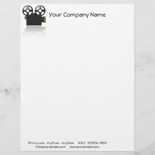 Papel Timbrado Câmera de filme em preto e ouro no fundo branco