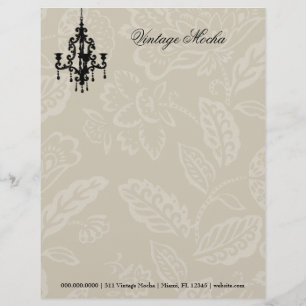 Papel Timbrado candelabro do damasco do vintage do Mocha