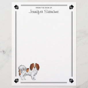 Papel Timbrado Cão De Cartografia Phalène Vermelho E Branco Com S