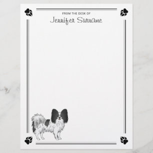 Papel Timbrado Cão Negro E Branco Cachorro Com Palhetas E Texto