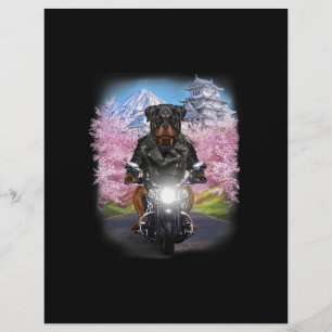 Papel Timbrado cão rottweiler em turnê de motocicleta sakura ja