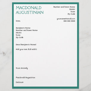Papel Timbrado CARTA DE APRESENTAÇÃO DE CURRÍCULO MODERNA Persona